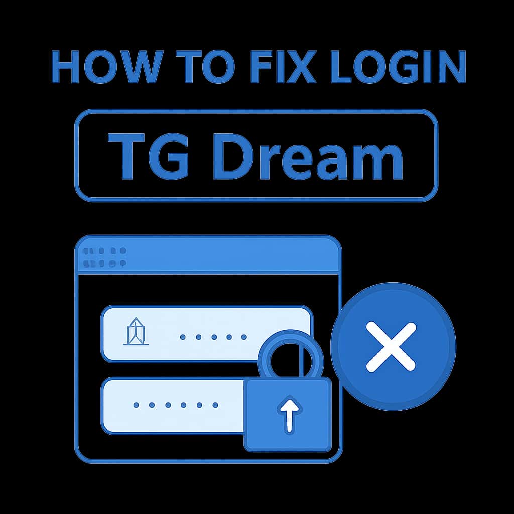 An educational diagram illustrating how to fix login issues related to TG Dream.
