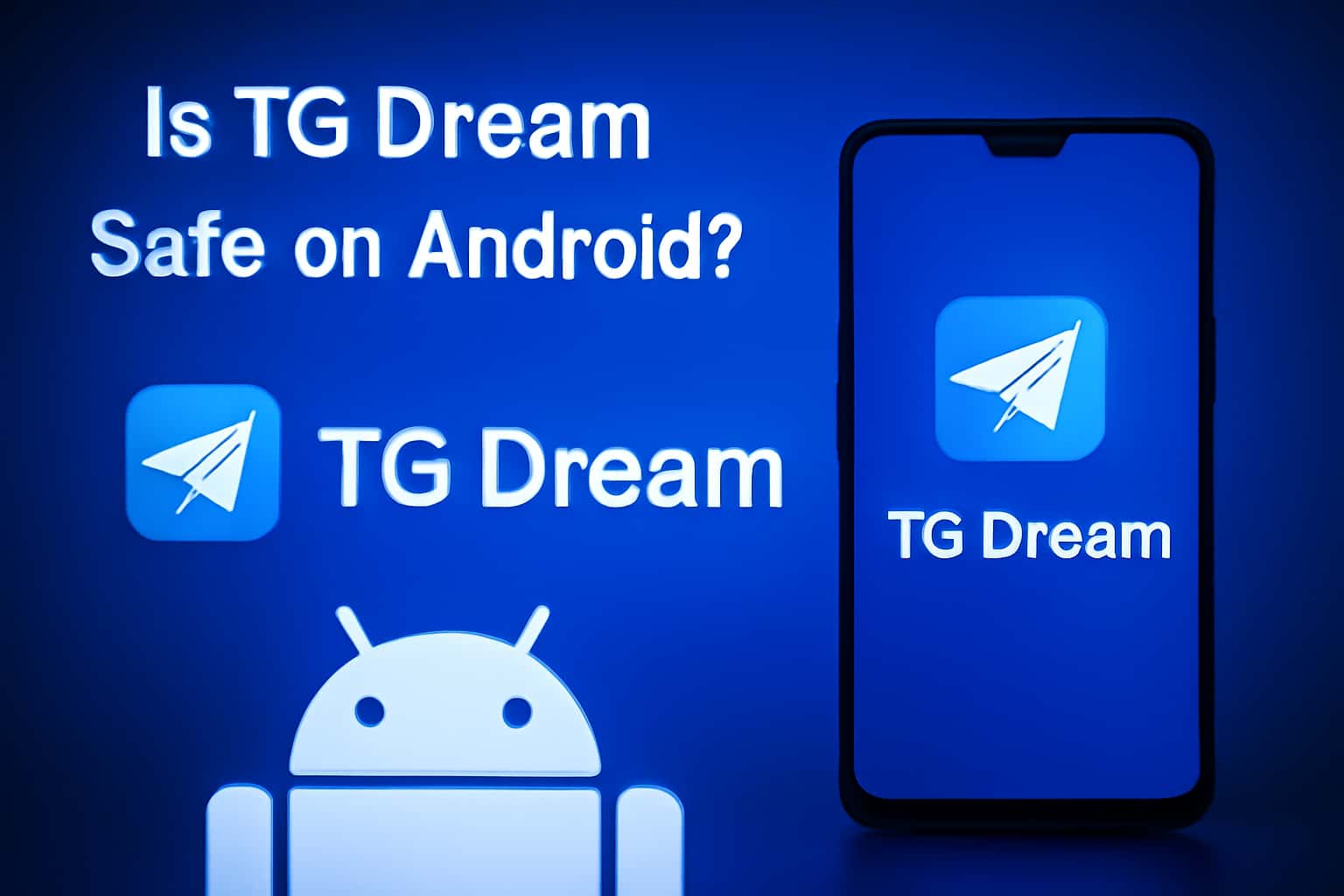 An informative scene depicting the safety of the TG Dream app on Android.