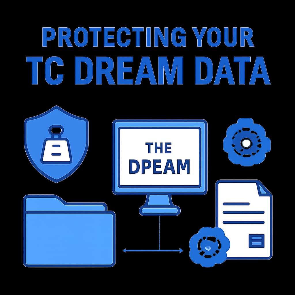 An educational diagram illustrating data protection measures for TG Dream.