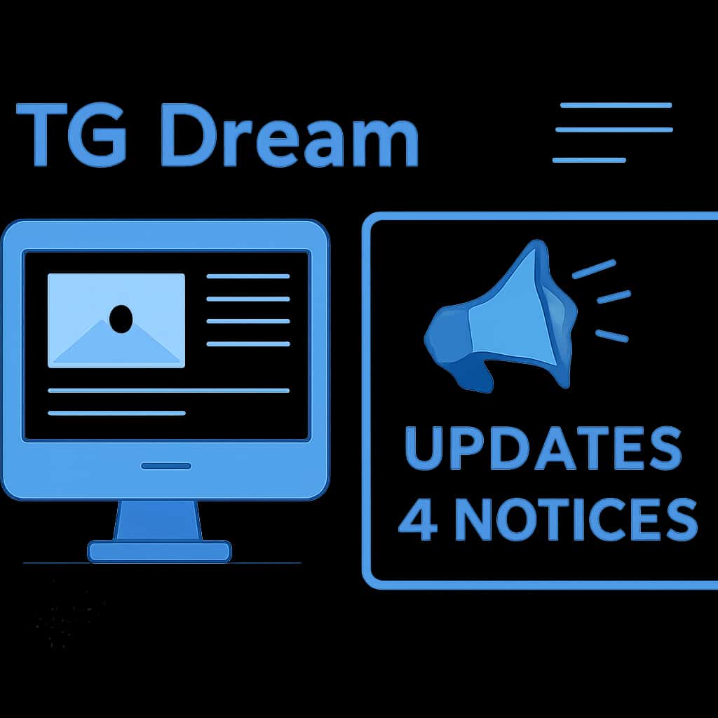 An illustration explaining TG Dream Updates & Notices.