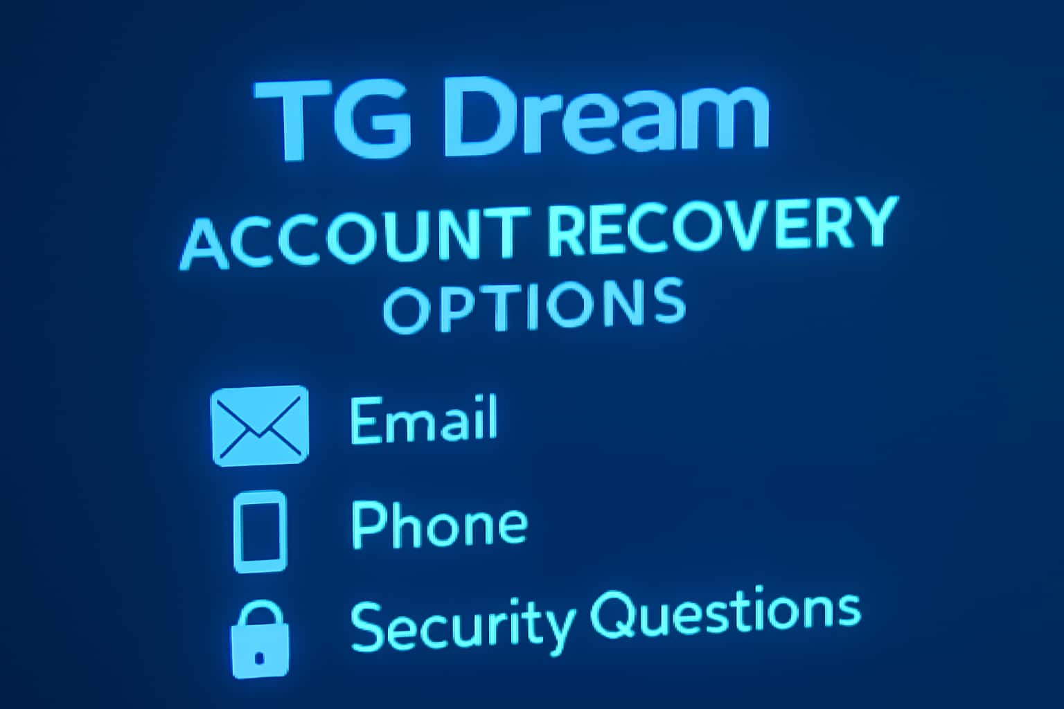 An informational graphic illustrating the concept of TG Dream Account Recovery Options.
