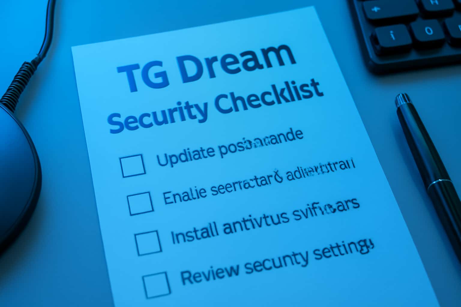 An informative landscape image of the TG Dream Security Checklist, showcasing a high-tech design.