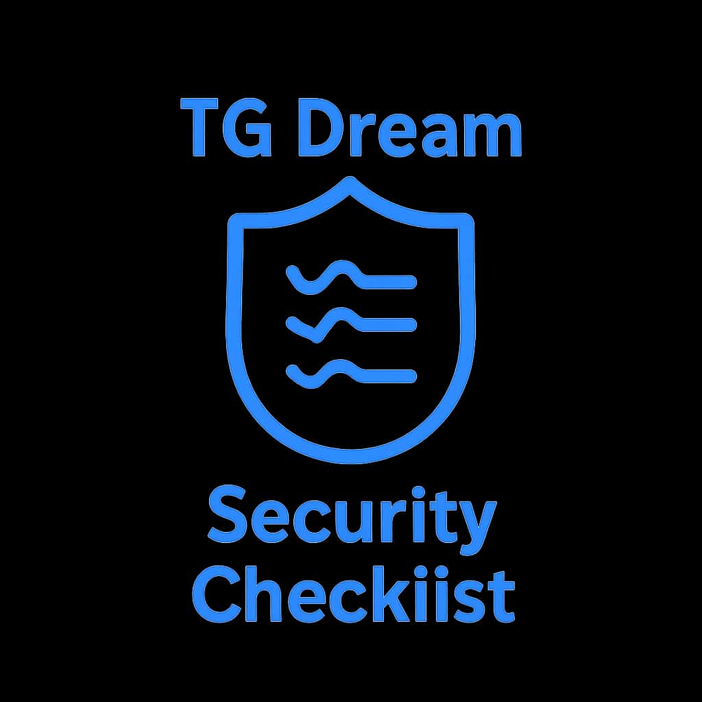 A professional square icon illustrating the TG Dream Security Checklist.