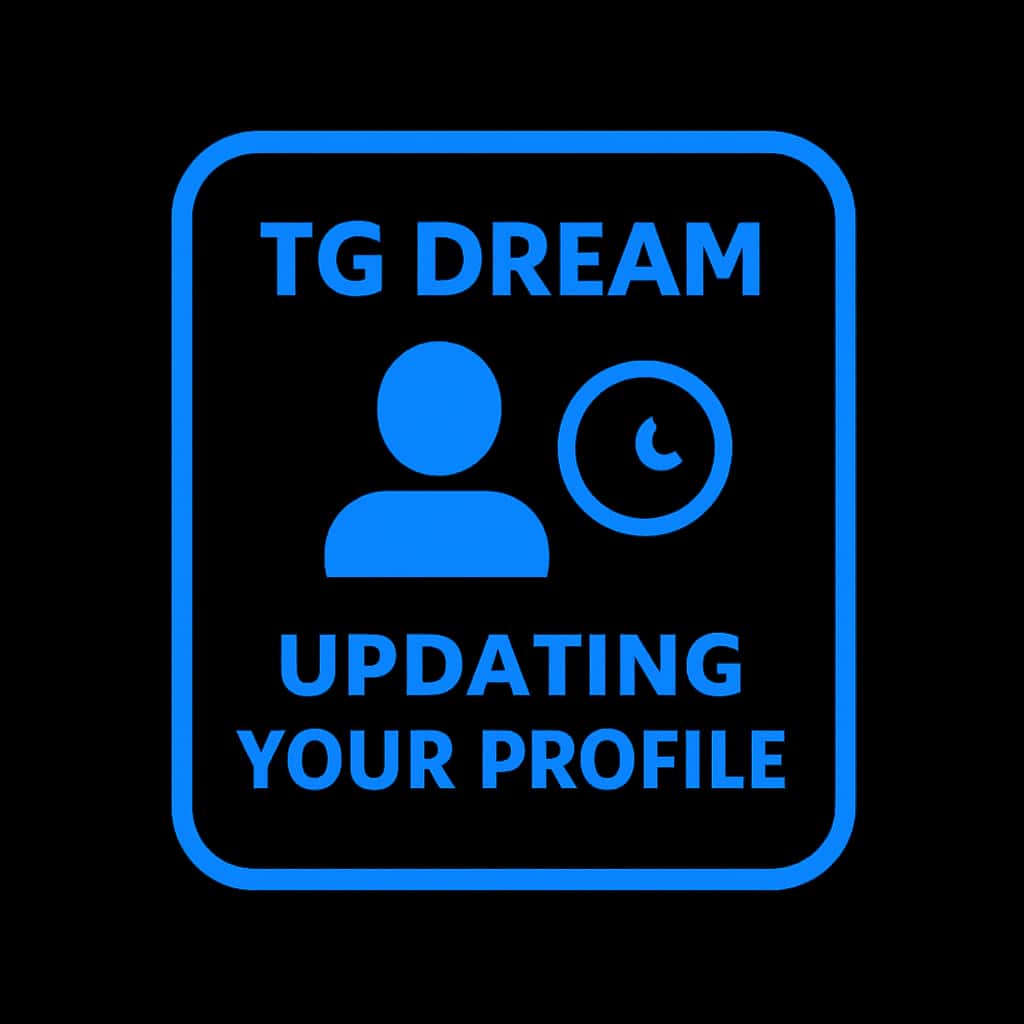 A simple badge representing the process of updating a TG Dream profile.